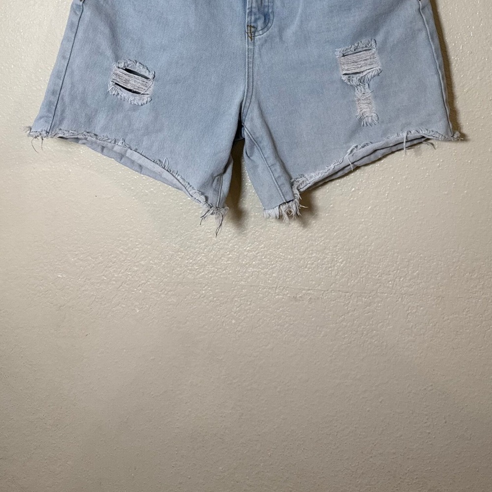 Umgee Women Denim Shorts S Light Wash Distressed Raw Hem Boho‎ Festival Core - Picture 4 of 10